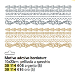 MOTIVO ADESIVO BORDATURE, ORO, 10X23CM, PELLICOLA