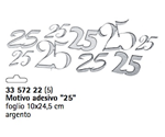 MOTIVO ADESIVO "25" ARGENTO FOGLIO 10X245 CM