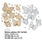 MOTIVO ADESIVO 3D: FARFALLE ORO FOGLIO 10X245 CM